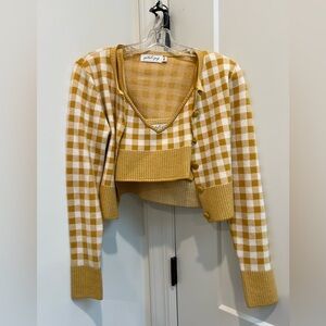 Petal & Pup - Yellow Gingham Sweater Set (S)
